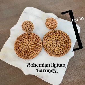 Bohemian Rattan Earrings with Stud